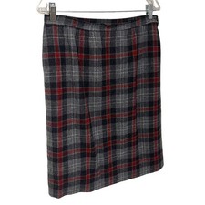Vintage Pendleton Virgin Wool Red Gray Plaid Academia SkirtMedium