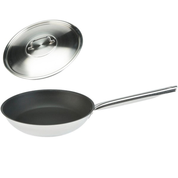 Skk Edelstahl Profi Pfanne 36Cm Induktion Antihaft Bratpfanne & Edelstahl-Deckel-image