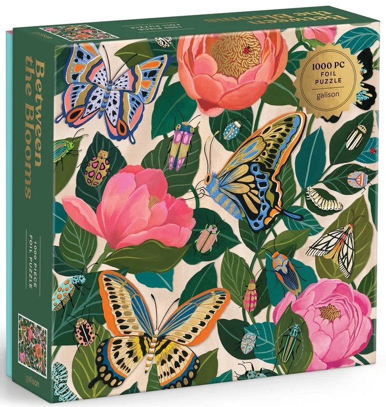 Galison Between The Blooms – 1000 Piece Foil Jigsaw Puzzle Featuring Beautiful Artwork Of Butterflies Nestled In Blooming Flowers - Image 4