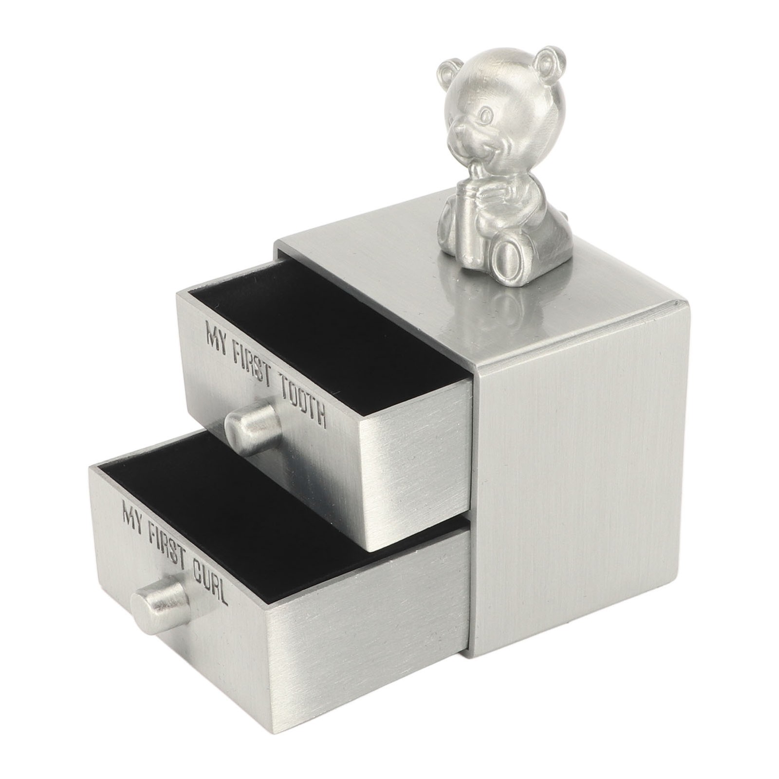 Baby First Tooth Keepsake Box Drawer Type Cartoon Bear Decor Zinc Alloy Teeth Ha