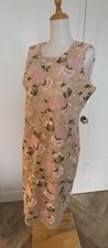 CALVIN KLEIN Lace DRESS Size 12 Sleeveless Sheath Beige Pink Roses Wedding NICE
