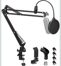 Microphone Boom Arm, Adjustable Suspension Boom Scissor Arm Stand with Heavy ...