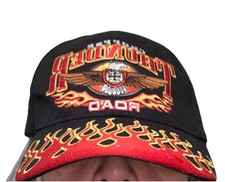 VTG Y2k Biker Hat Flames Skull Hellrider Do Or Die Embroidered Hat Cap