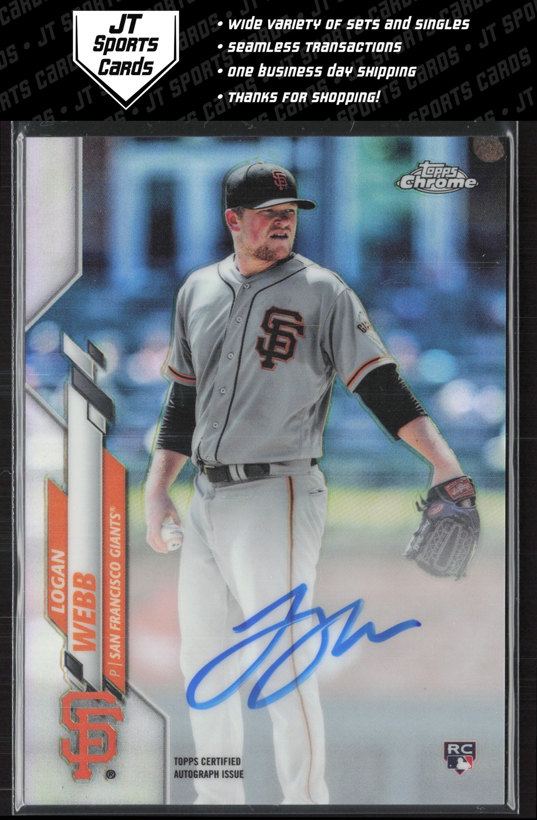 2020 Topps Chrome Logan Webb RA-LW RC Refractor Auto /499 | San Francisco Giants