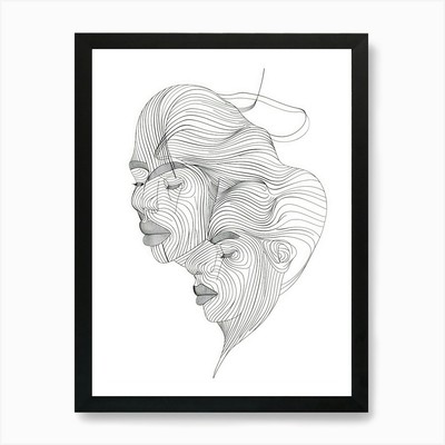 Minimalist Portrait Studies Woman L Framed Wall Art Poster Canvas Print Picture