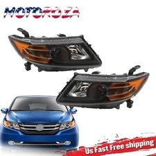 For 2011-2017 Honda Odyssey Black Housing Headlights Pair Left+Right W/O bulbs