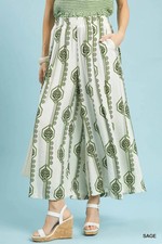 Umgee Geometric Boho Print Wide Leg Pants - Large