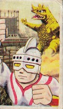 Vintage Japanese Menko Card Roketto Hero vs Kaiju Monster