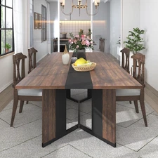71Inch Dining Table for 6 People,Modern Brown Rectangular Kitchen Table W/Waterp