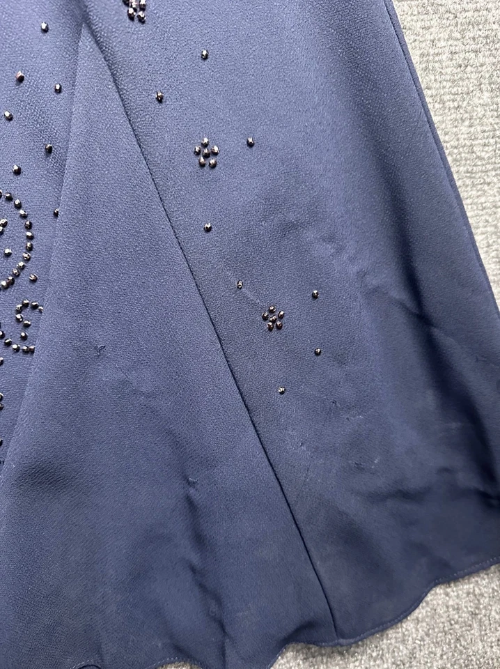 R&M Richards Navy Blue Evening Formal Dress Gown Size 14 Maxi Long Beaded Party - Image 4 of 4