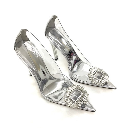 Scarpe Cenerentola Good American Clear Heels CINDER-F*CKING-RELLA PUMP taglia 7,5 - Foto 3 di 9