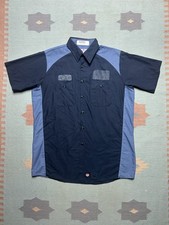 Red Kap short sleeve button shirt 2 tone work mechanic technician uniform large