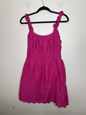 Old Navy Bright Pink Ruffle Lined Flare Sleeveless Summer Dress Size Large