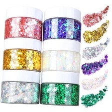 Body Glitter Gel- 6 Color Glitter Makeup Face Paint for Body Face Hair, Rave
