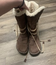 UGG Boots Women 7 Catalina Shoes Brown Leather Lace Up Shearling Sheepskin 1634