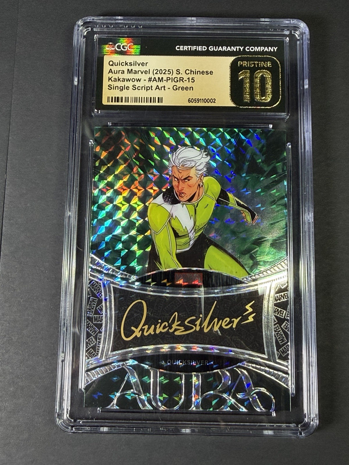 2025 Kakawow Aura Marvel Green AM-PIGR-15 Quicksilver Auto 23/25 CGC Pristine 10