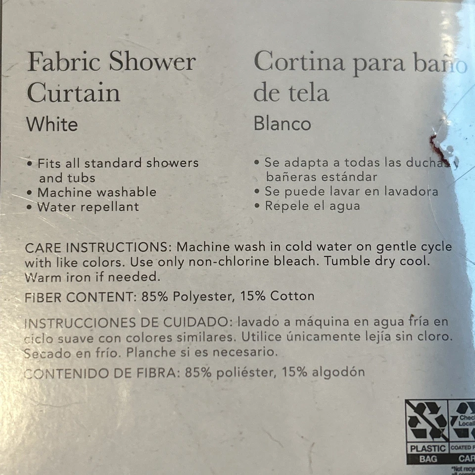 NUEVA cortina de ducha de tela Allen + Roth. "Tejido gofre blanco, 72""x 72""" Foto 3 de 4