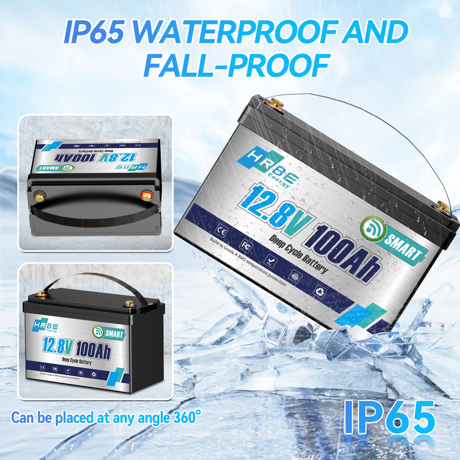 12V 100Ah LiFePO4 Lithium Battery Bluetooth monitoring For RV Solar Marine Panel