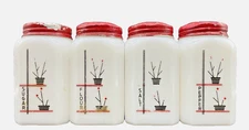 VTG McKee Tipp City Stick Pots Shakers Salt, Pepper, Flour, Sugar Milk Glass
