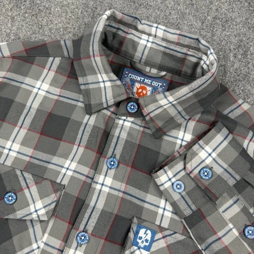Born Scum Count Me Out Flannel Shirt Mens Small Gray Plaid Long Sleeve video thumbnail
