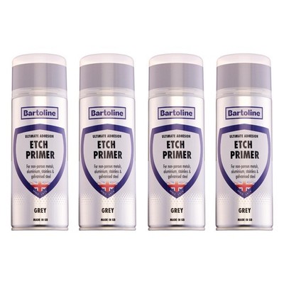 4x Bartoline Ätzgrundierung schnelltrocknend Metalllackabdeckung grau Decklack 400 ml