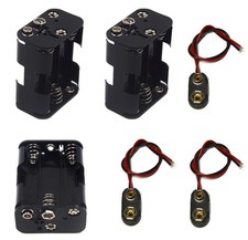 LAMPVPATH 3 Pcs 6 x 1.5V 9V AA Battery Holder Leads with 3 Pcs 9V I Type Sn...