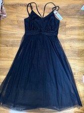 Kate Kasin Black Strappy EveningDress Size Small New With Tags Tulle Skirt Party