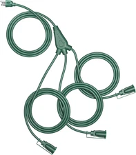 DEWENWILS 25Ft Outdoor Extension Cord Multiple Outlets, Evenly Spaced 3 Outlets 