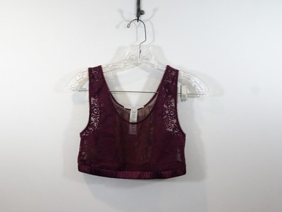 STELLA MCCARTNEY Burgundy Mesh Lace Bralette Size M Lingerie Sheer Pullover