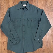 VTG 70s 80s Sears Perma Prest Green Shirt Men  s grunge Work Distressed USA