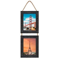 4x6 Wall Hanging Picture Frames Collage with 2 Opening Black Frames 4X6