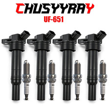 Set of 4 UF651 Ignitions Coil Pack  Iridium Spark Plug for 2.0L 1.8L L4 Kia