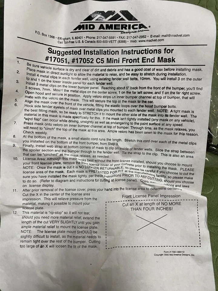 1997 - 2003 雪佛兰 Corvette C5 迷你前端面具文胸,黑色,美国中部,通用,全新带盒 — 第 3/4 张图片