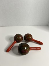 Vintage Hand Carved  Painted Maracas Guyana 1960s