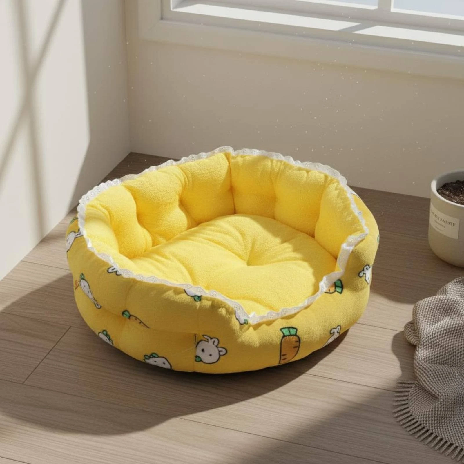 Soft Pet Bed Soft and Comfortable Raised Edge Cat Bed Self Warming