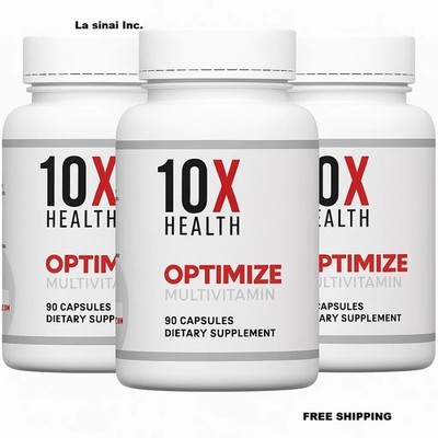 3 PACK Authentic 10X Health Optimize Methylated Multivitamin 90 Caps EXP 07/2027