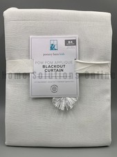 Pottery Barn Kids Pom-Pom Appliqu Cotton Blackout Curtain White 84" B3015