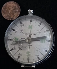 Vintage 1960's Glass and Metal Japanese Magnetic Hand Compass 