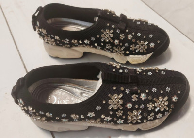 Dior Fusion Sneakers Slip on Real Crystals Embroidered, AUTHENTIC size 35.5