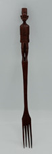 Very Rare Vintage African Wooden Fork collectable Colonial Soldier on top 30cm