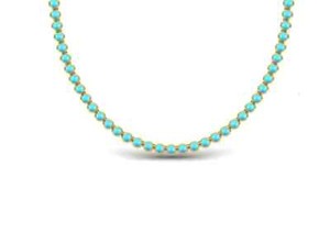 Authentic Lab Created Vintage Tennis Necklace Turquoise Gemstone Retro Boho Antique Choker