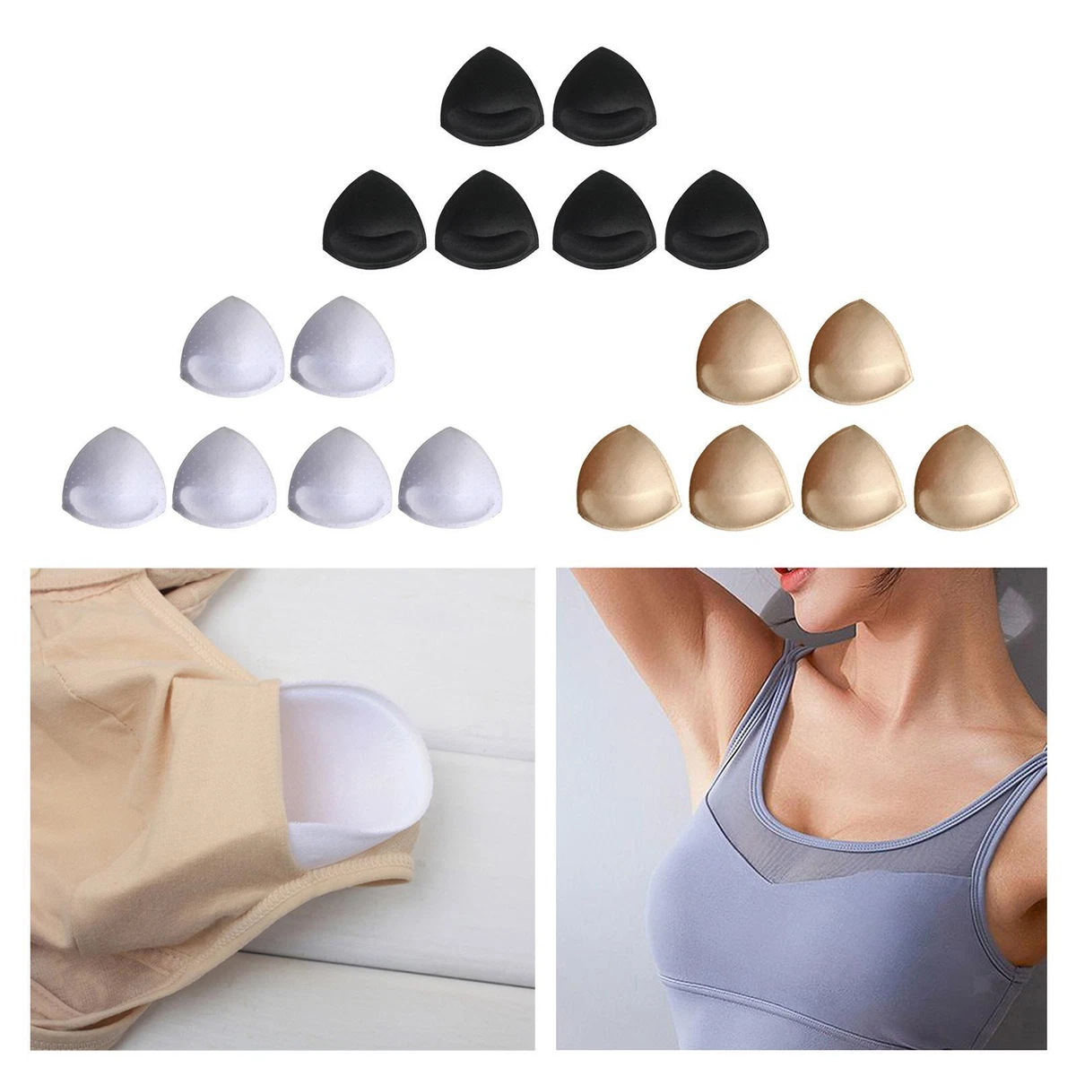 3 Pairs Triangle Bra Inserts Pads Bra Cups Inserts for Bikini 