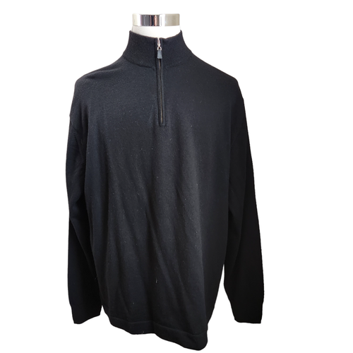 PTONTO UOMO 100% Merino Wool Sweater Men Size XXL High Neck Pullover 1/4 Zip