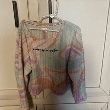 Justice Girls Pink Pajamas Tie Dye 2 Piece Set Top And Pants Comfy Size 7/8
