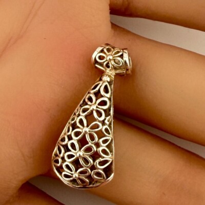 Vintage 925 Sterling Silber Geometrisch Statement Filigran Anhänger 1'' (3,8g)