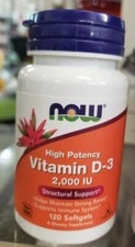 Now Foods High Potency Vitamin D-3 2000IU EXP 11/2026