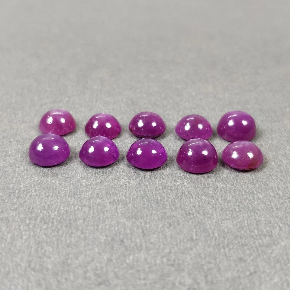 Cabujón de forma redonda de piedras preciosas rosa frambuesa natural de 17,45 quilates 7 mm 10 un. Foto 4 de 4