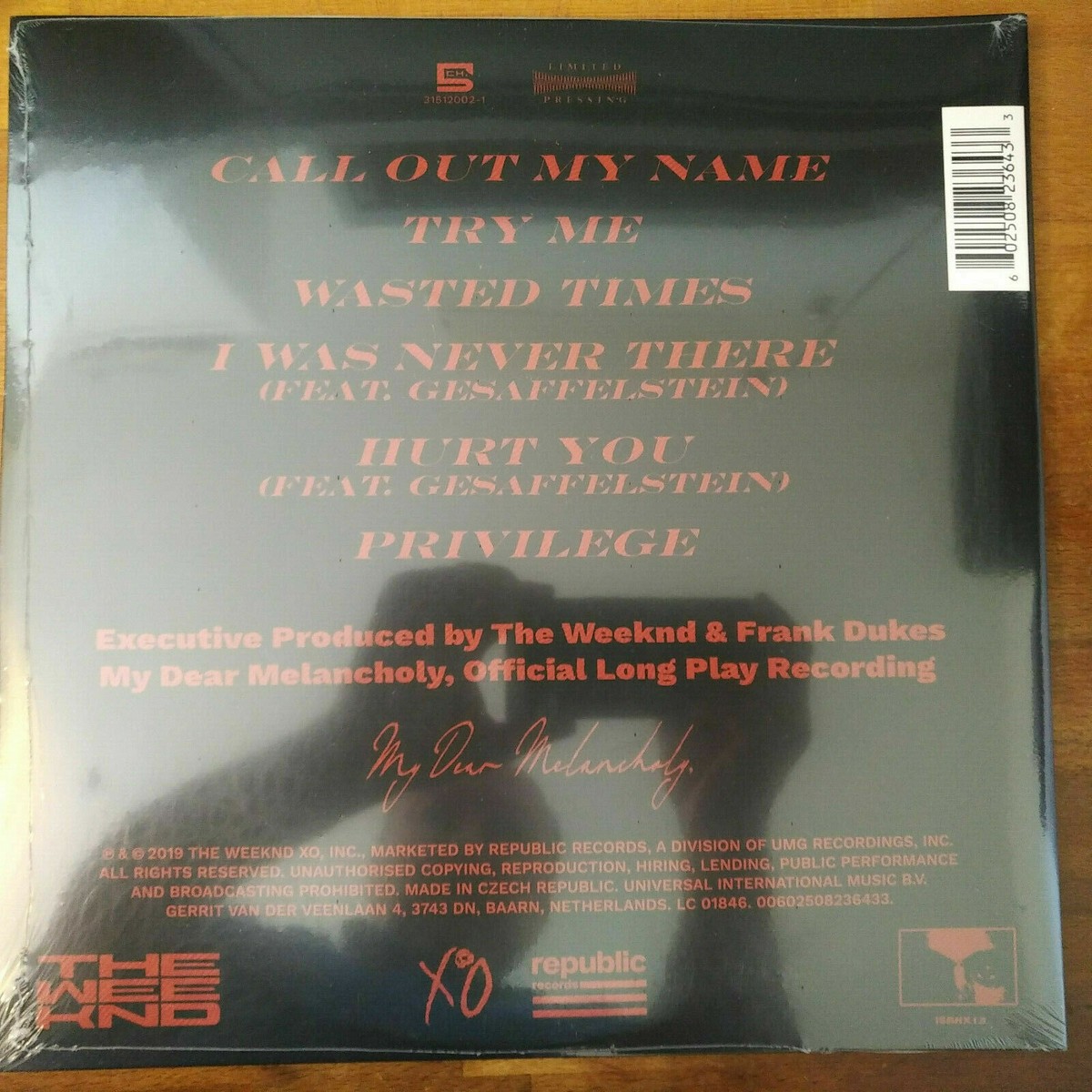 The Weeknd My Dear Melancholy Vinyl LP RSD Black Friday 2020 The Weeknd My Dear Melancholy Vinyl LP RSD Black Friday 2020