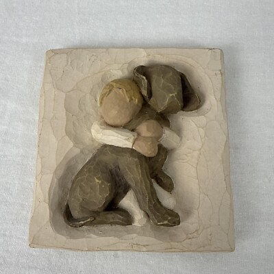 Willow Tree HUG Plaque  A Boundless Love  Boy & Dog Demdaco Susan Lordi 2003
