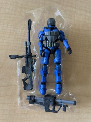 #ad #ad World of HALO Scale Spartan Gungir with weapons Blue Armor $10.78